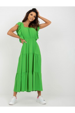 Ilga vasarinė suknelė su raukiniais (Šviesiai žalios spalvos)